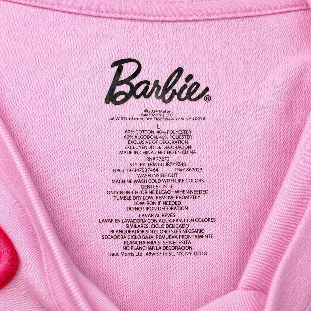 Barbie Embroidered Logo Graphic Oversized T-Shirt - Picture 6 of 7